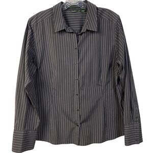 Women's PXL EDDIE BAUER Stretch Wrinkle Resistant Button Down Blouse Shirt Gray